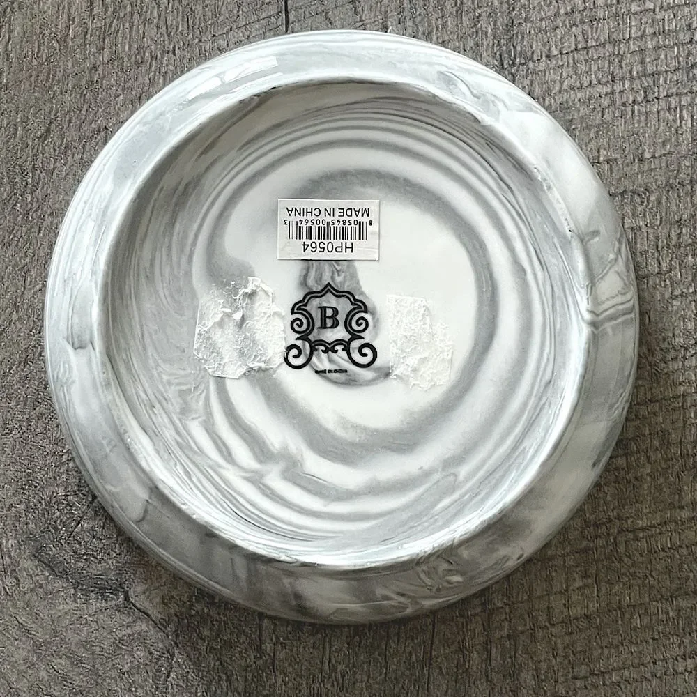 Gray and White Ceramic Soap Dish (6 in diameter, 1 in tall)
